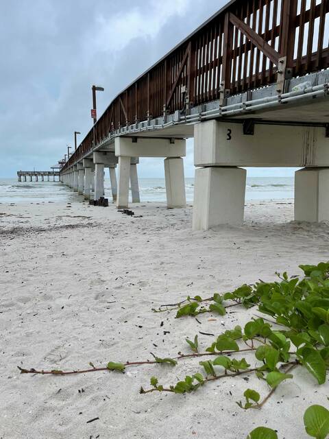<p>The pier at Fort Myers Beach, Florida, stretches out from Times Square.</p>