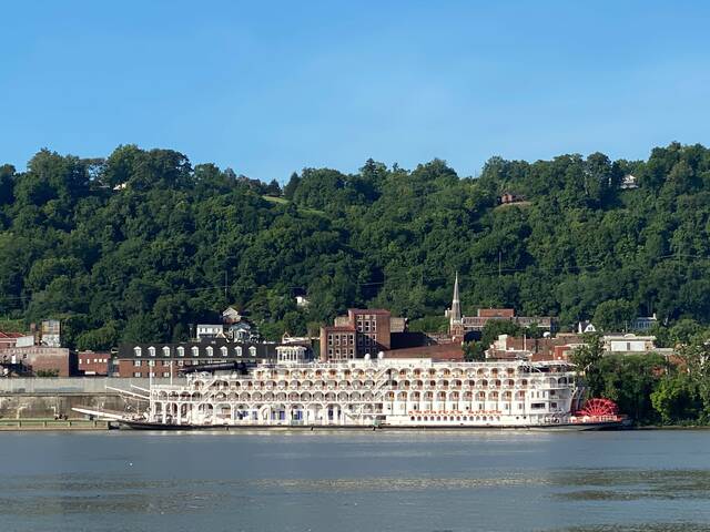 The American Queen docked at Limestone Landing on Thursday and became part of Maysvilles riverfront skyline.